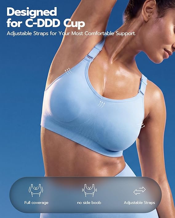 Sportexa™ Front Adjustable Sports Bra – High Support Comfort Bra for Large Bust Women