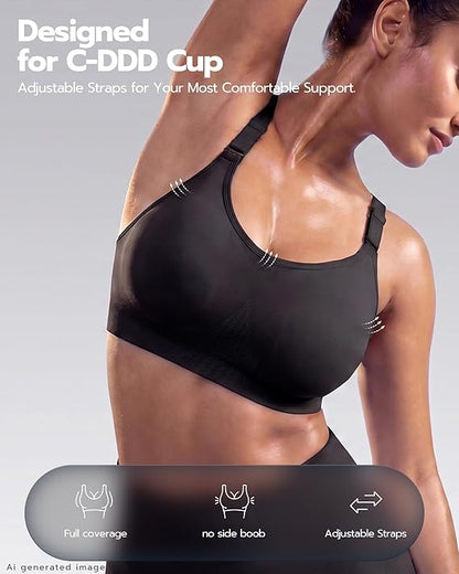 Sportexa™ Front Adjustable Sports Bra – High Support Comfort Bra for Large Bust Women